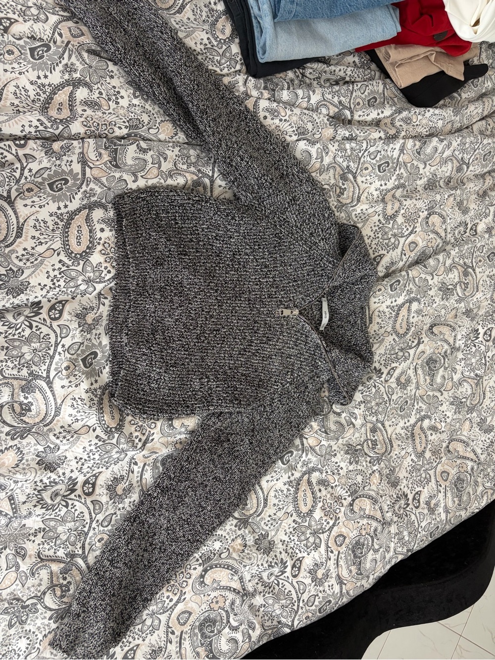 Mango Charcoal Marled Half-Zip Sweater